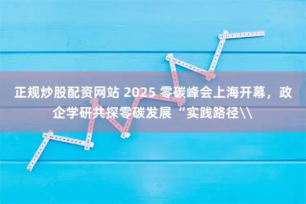 正规炒股配资网站 2025 零碳峰会上海开幕，政企学研共探零碳发展 “实践路径\