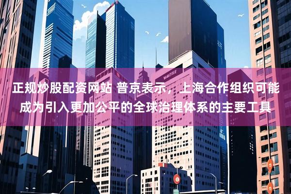 正规炒股配资网站 普京表示,上海合作组织可能成为引入更加公平的全球治理体系的主要工具